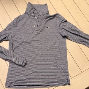 Vineyard Vines Navy and White Striped Polo